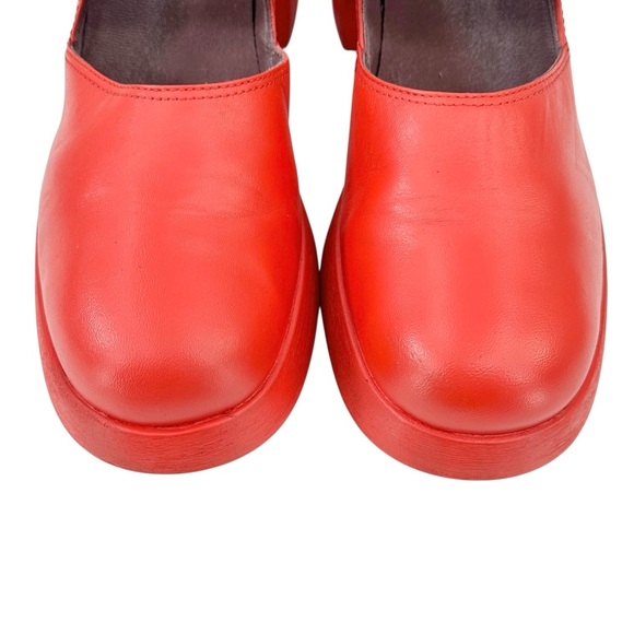 CAMPER Thelma Bright Red Curved Block Heel Leather Mary Jane Loafers sz 40 - Picture 4 of 8